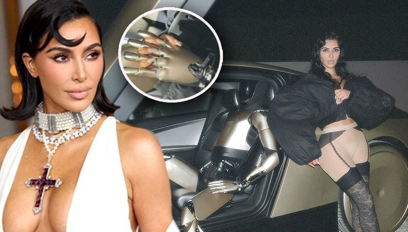 Kim Kardashian’ın, Elon Musk’ın robotu ile verdiği “garip” pozlar gündem oldu